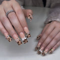 Press-On Nail Extensions Acrylic Leopard Print Gems & Bows