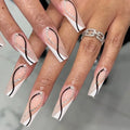 Press-On Nail Extensions Artistic Glitter & Fine Black Lines