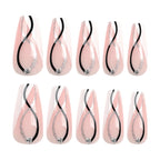 Press-On Nail Extensions Artistic Glitter & Fine Black Lines