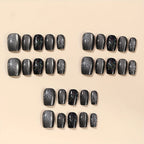 Press-On Nail Extensions Black Sparkling Crystal Comfortable Fit