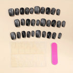 Press-On Nail Extensions Black Sparkling Crystal Comfortable Fit