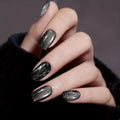 Press-On Nail Extensions Black Sparkling Crystal Comfortable Fit