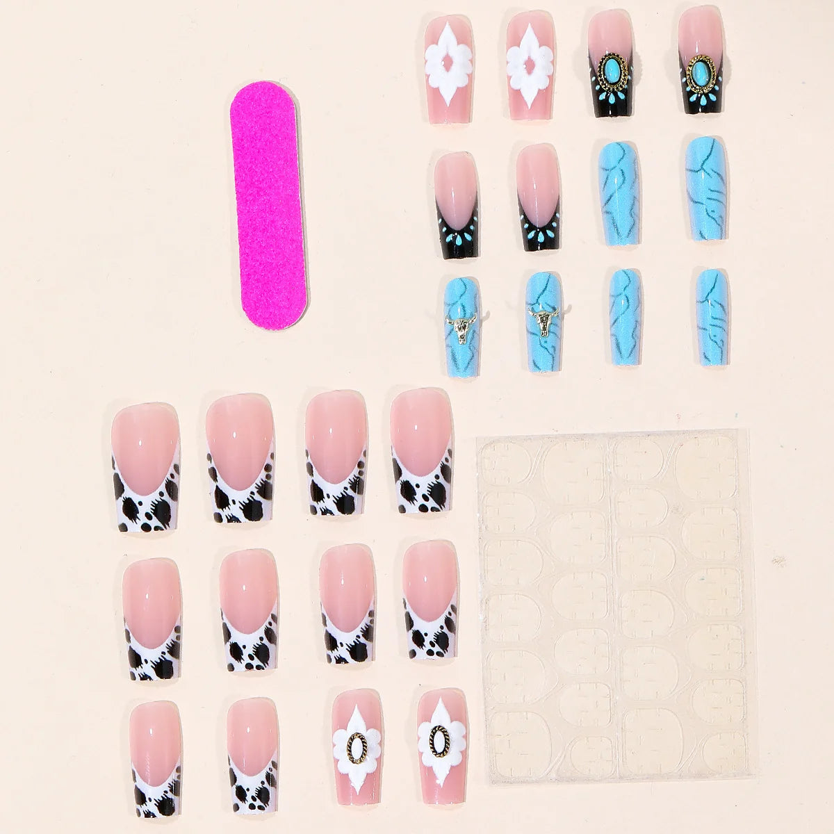 Press-On Nail Extensions Bohemian Floral & Long-Lasting
