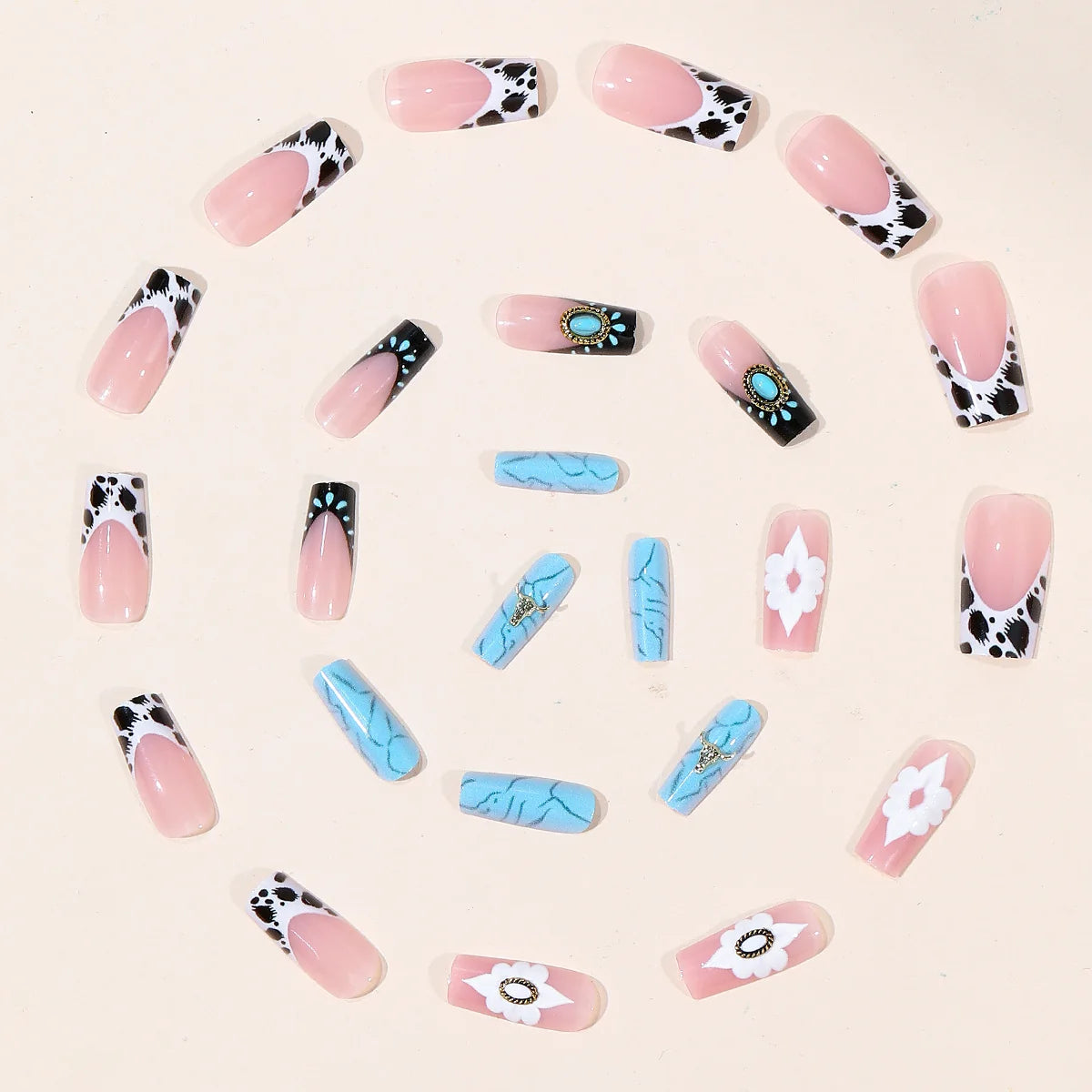 Press-On Nail Extensions Bohemian Floral & Long-Lasting