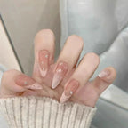 Press-On Nail Extensions Bow Design & Rhinestone Accents