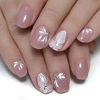 Press-On Nail Extensions Butterfly Design Sparkling Accents Easy-Apply
