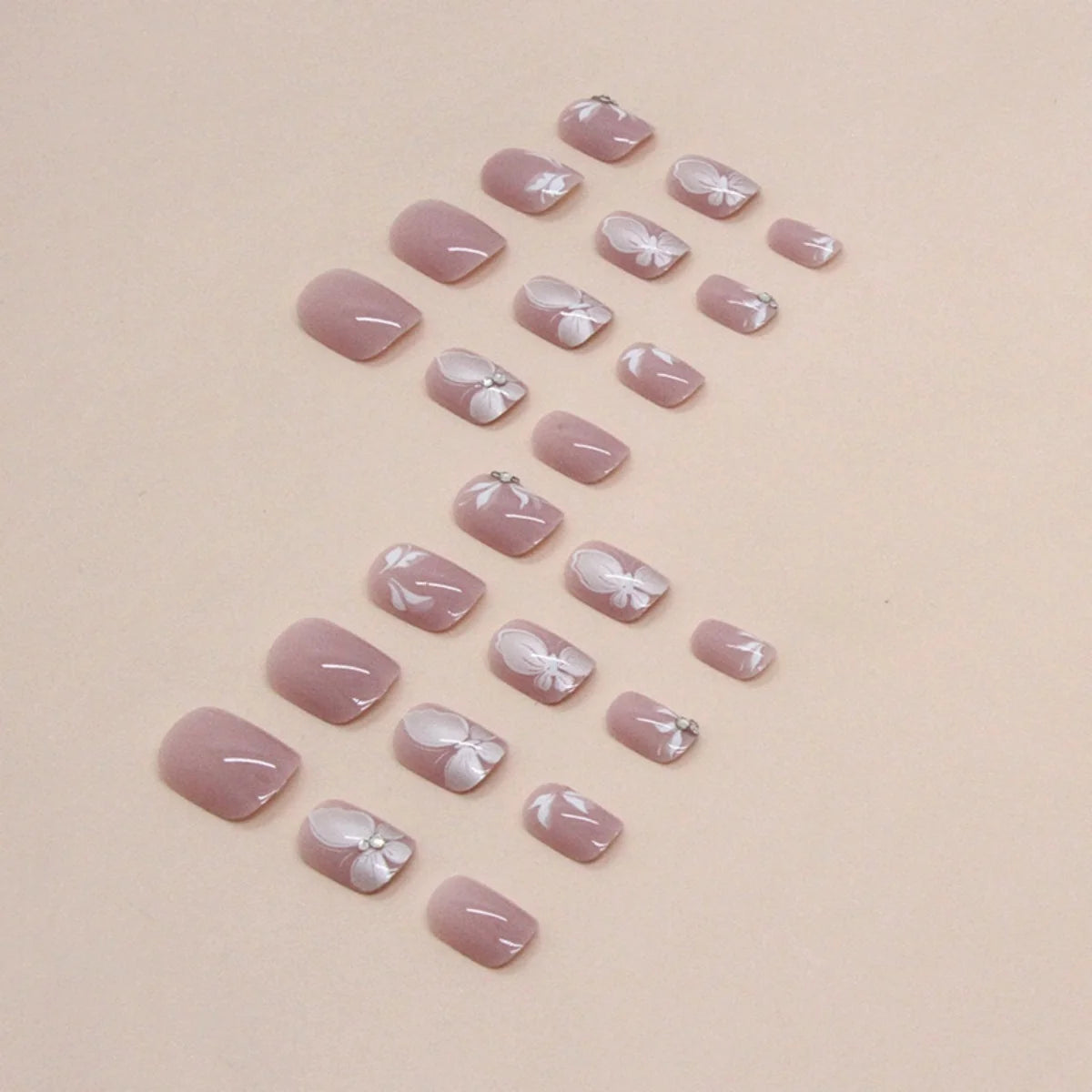 Press-On Nail Extensions Butterfly Design Sparkling Accents Easy-Apply