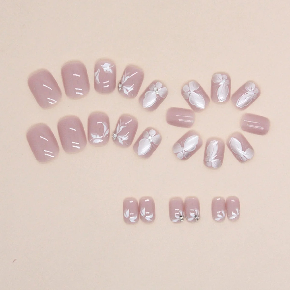 Press-On Nail Extensions Butterfly Design Sparkling Accents Easy-Apply