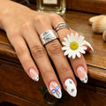 Press-On Nail Extensions Floral & Bow Reusable Easy Apply