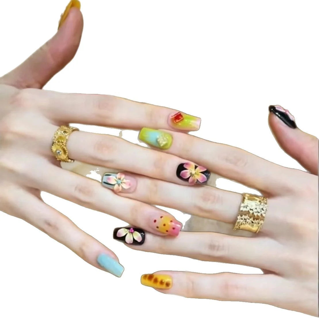 Press-On Nail Extensions Floral Design Easy Application & Comfort Fit