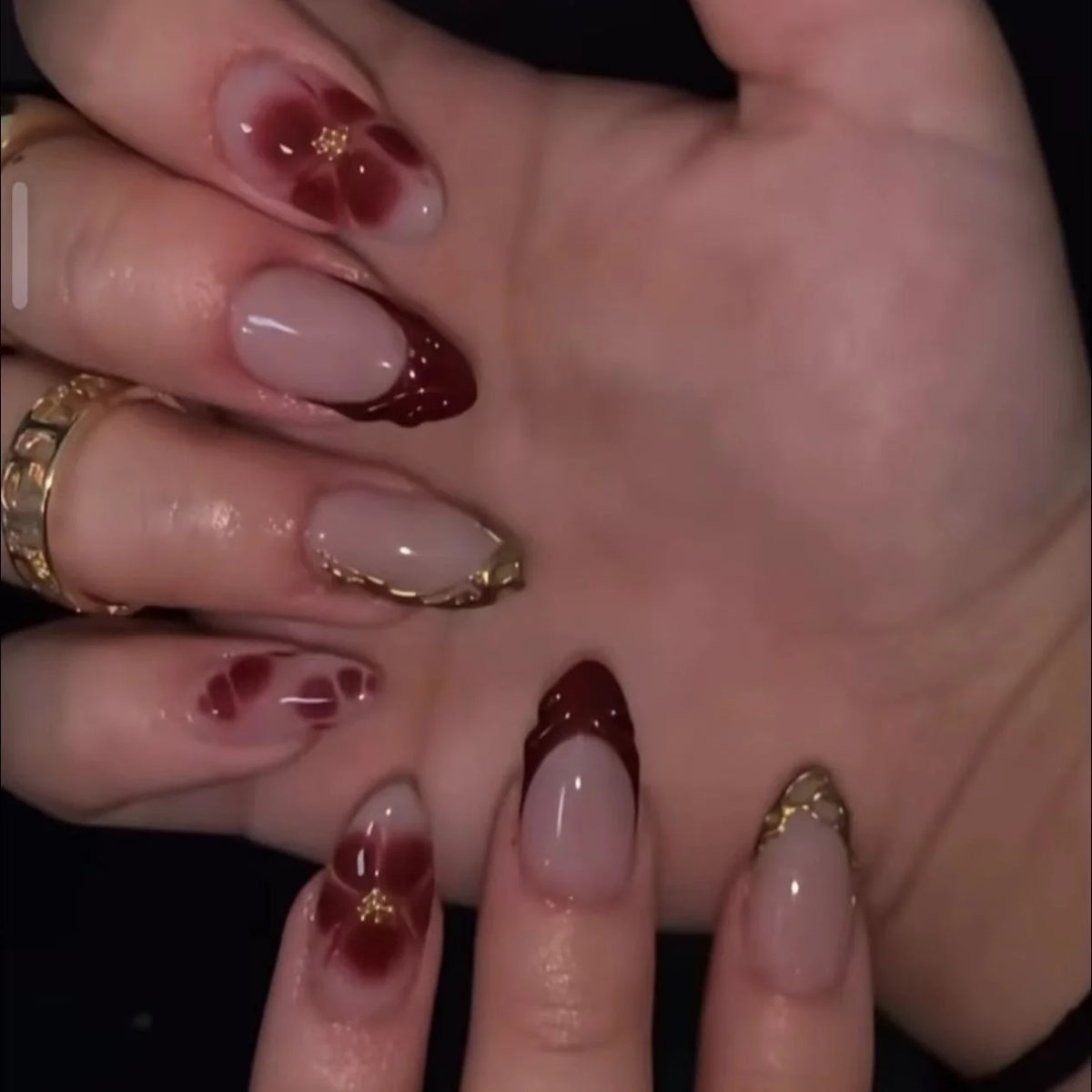 Press-On Nail Extensions Floral Design Lightweight Easy Apply