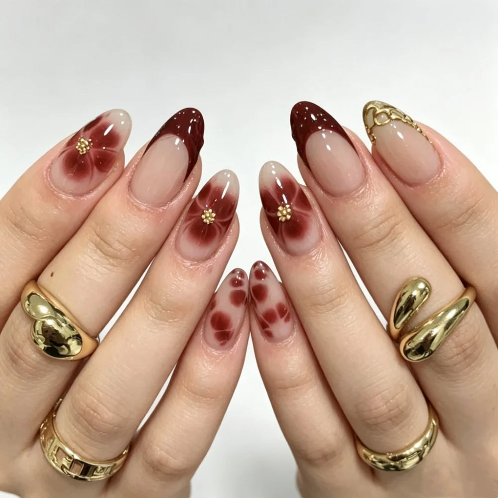 Press-On Nail Extensions Floral Design Lightweight Easy Apply