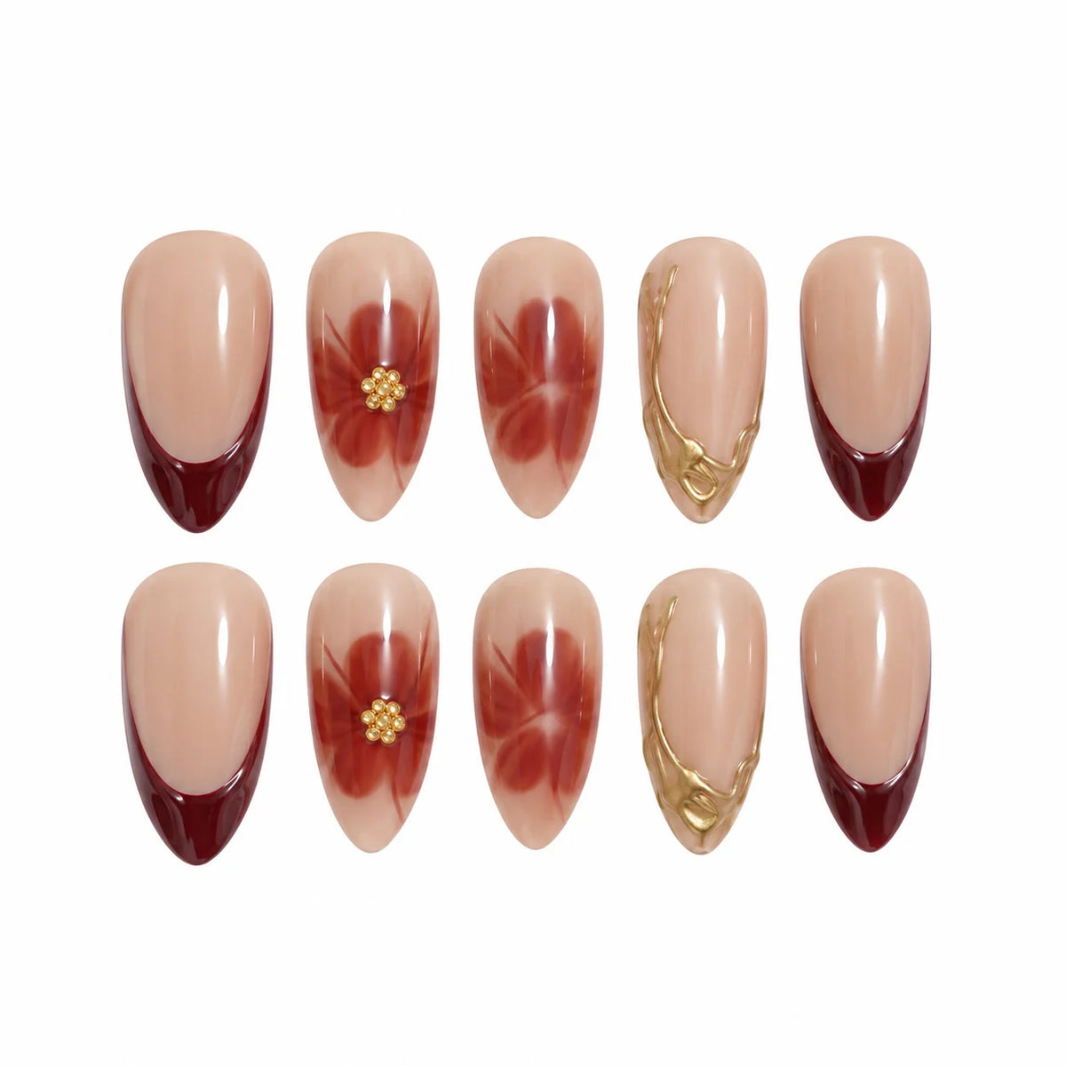 Press-On Nail Extensions Floral Design Lightweight Easy Apply
