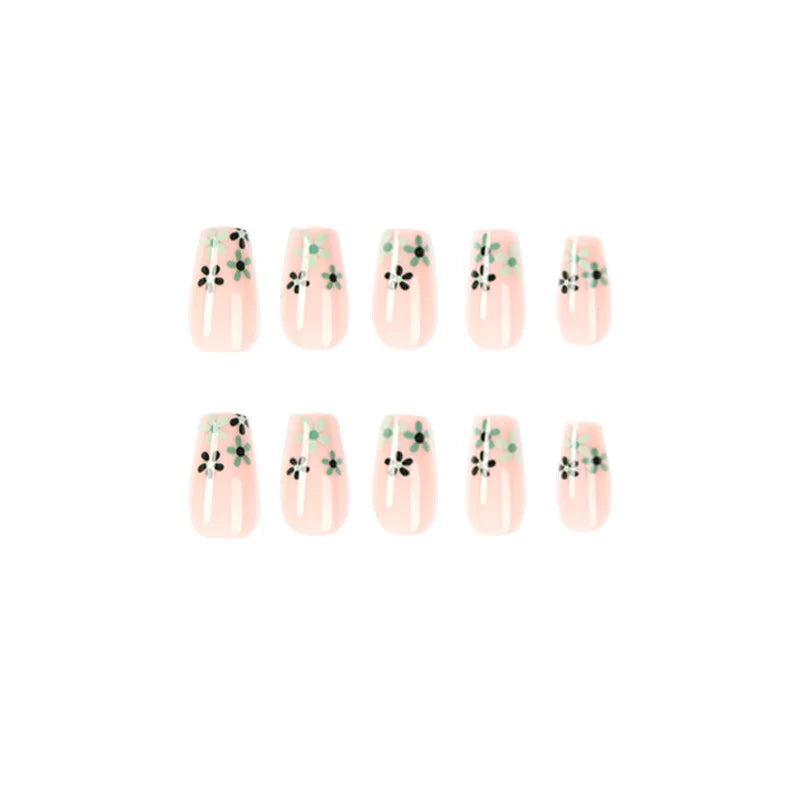 Press-On Nail Extensions Floral Design Reusable & Easy Application
