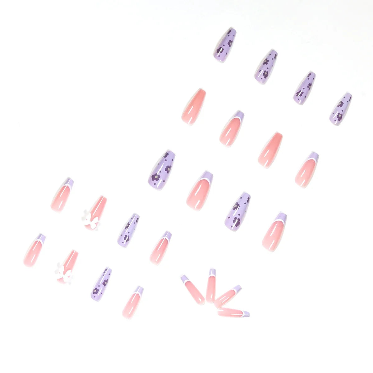 Press-On Nail Extensions Floral Design & Self-Adhesive