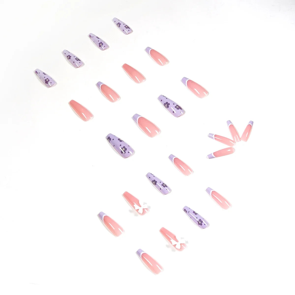 Press-On Nail Extensions Floral Design & Self-Adhesive