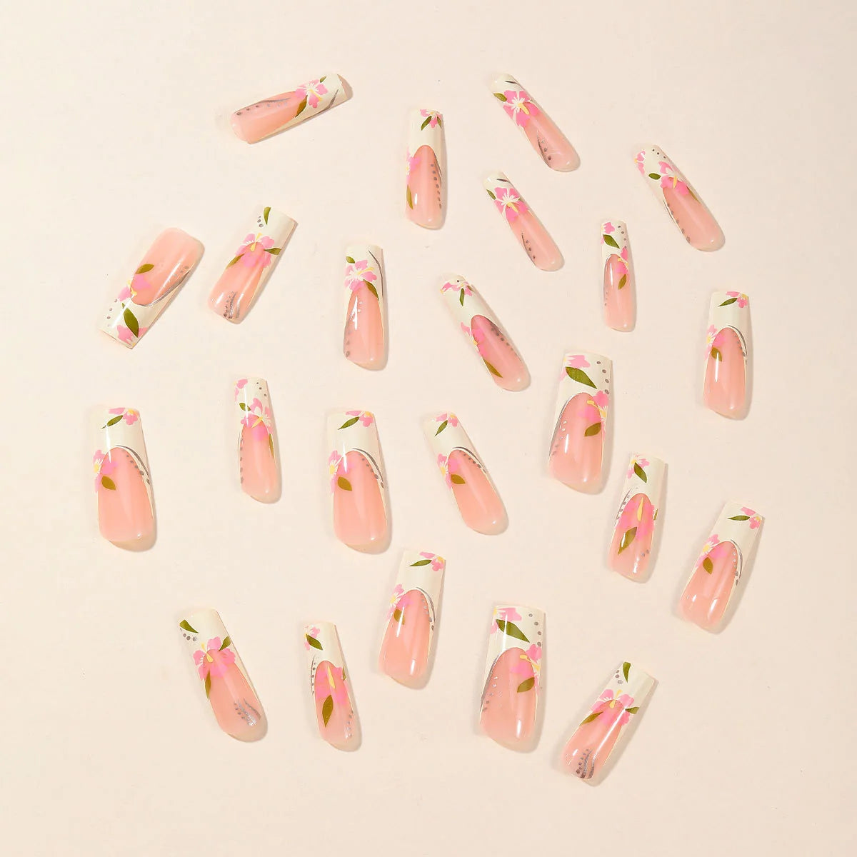 Press-On Nail Extensions Floral Easy Apply Multiple Sizes
