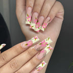 Press-On Nail Extensions Floral Easy Apply Multiple Sizes