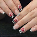 Press-On Nail Extensions Floral French Tips Easy DIY