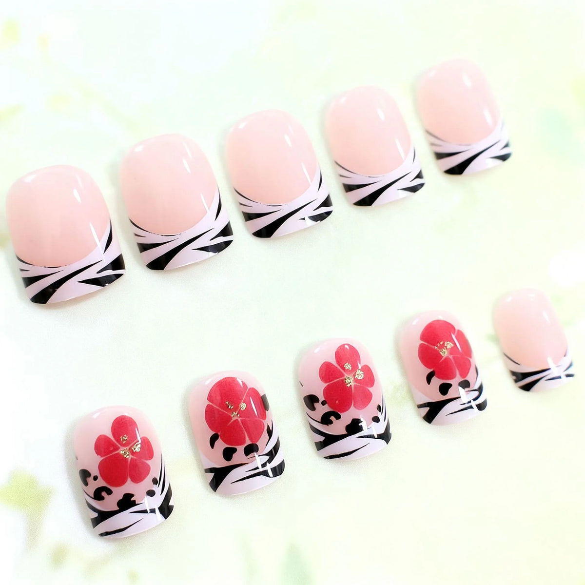 Press-On Nail Extensions Floral French Tips Easy DIY