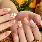 Press-On Nail Extensions Floral Full-Cover & Reusable