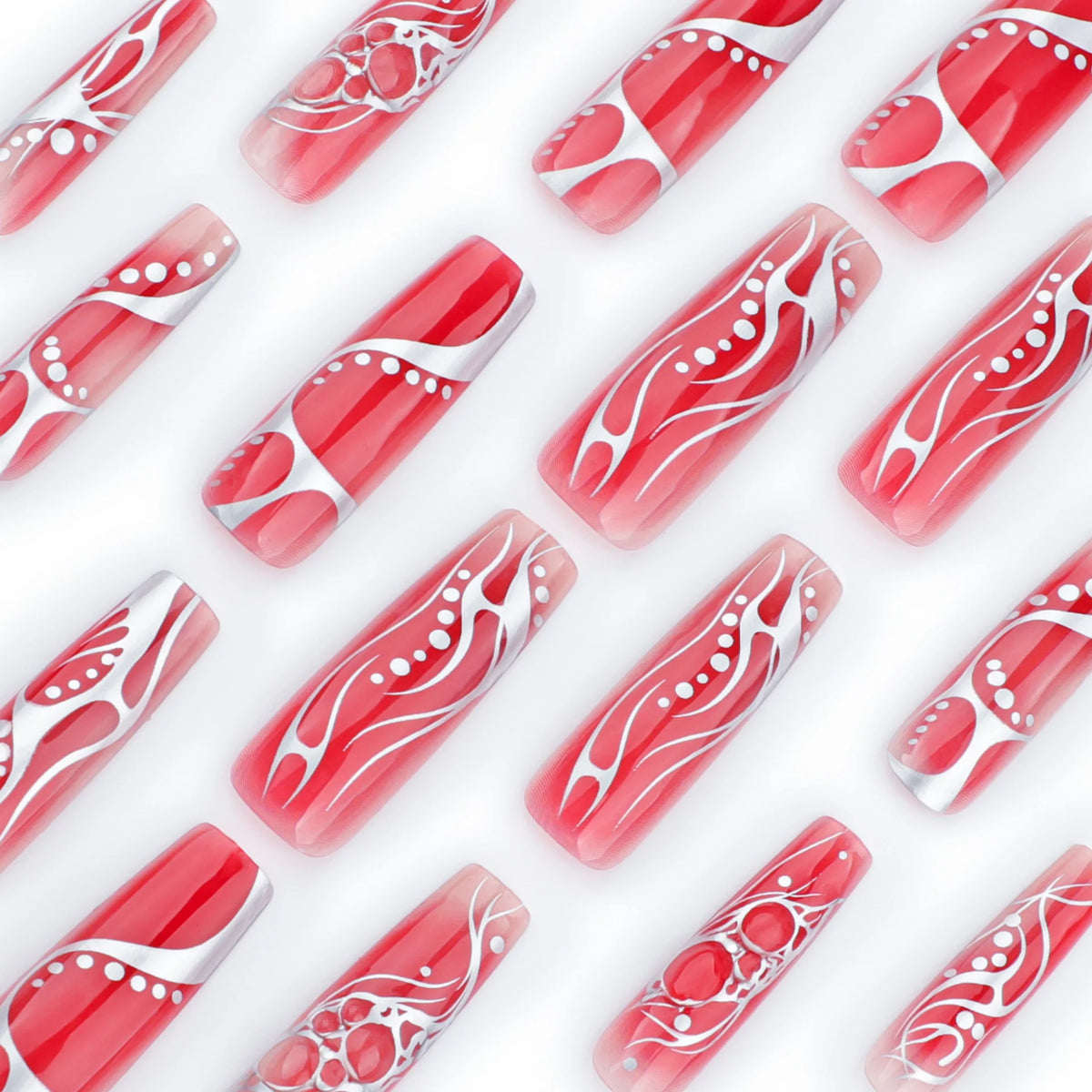 Press-On Nail Extensions Floral Glossy Reusable & Easy Application