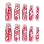 Press-On Nail Extensions Floral Glossy Reusable & Easy Application