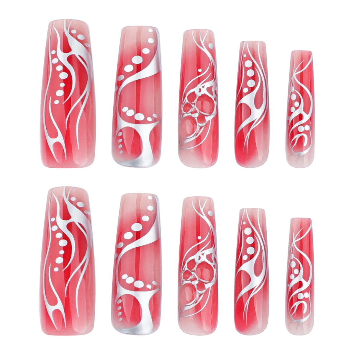 Press-On Nail Extensions Floral Glossy Reusable & Easy Application