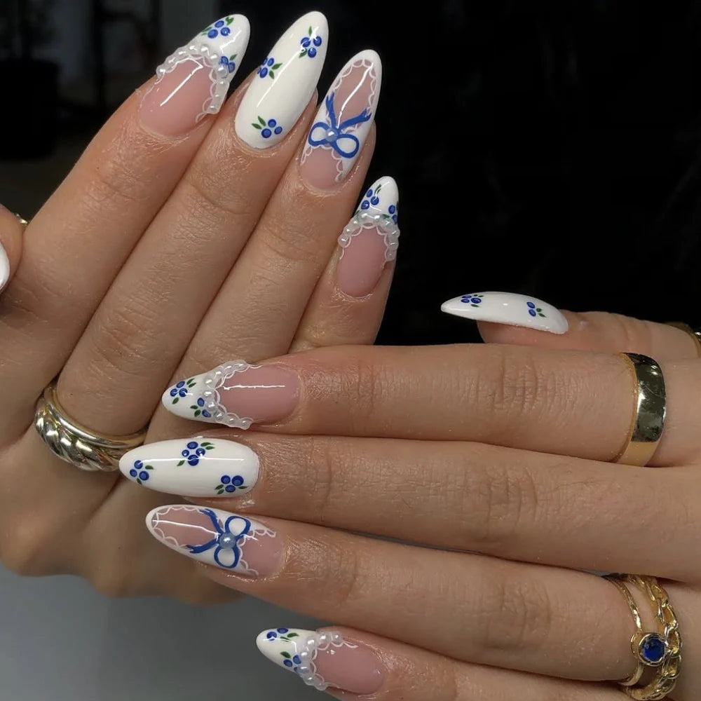 Press-On Nail Extensions Floral Lace Tips & Easy Application