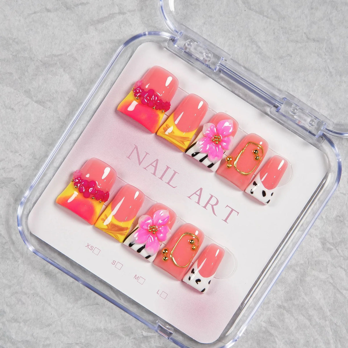 Press-On Nail Extensions Floral Ombre Reusable Set