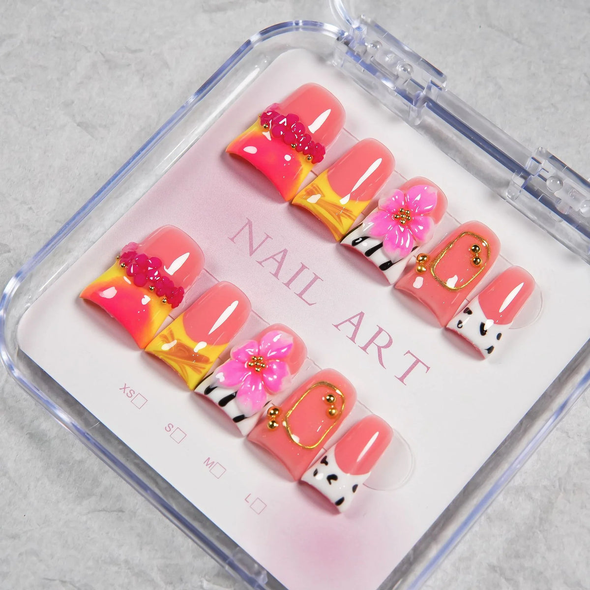 Press-On Nail Extensions Floral Ombre Reusable Set