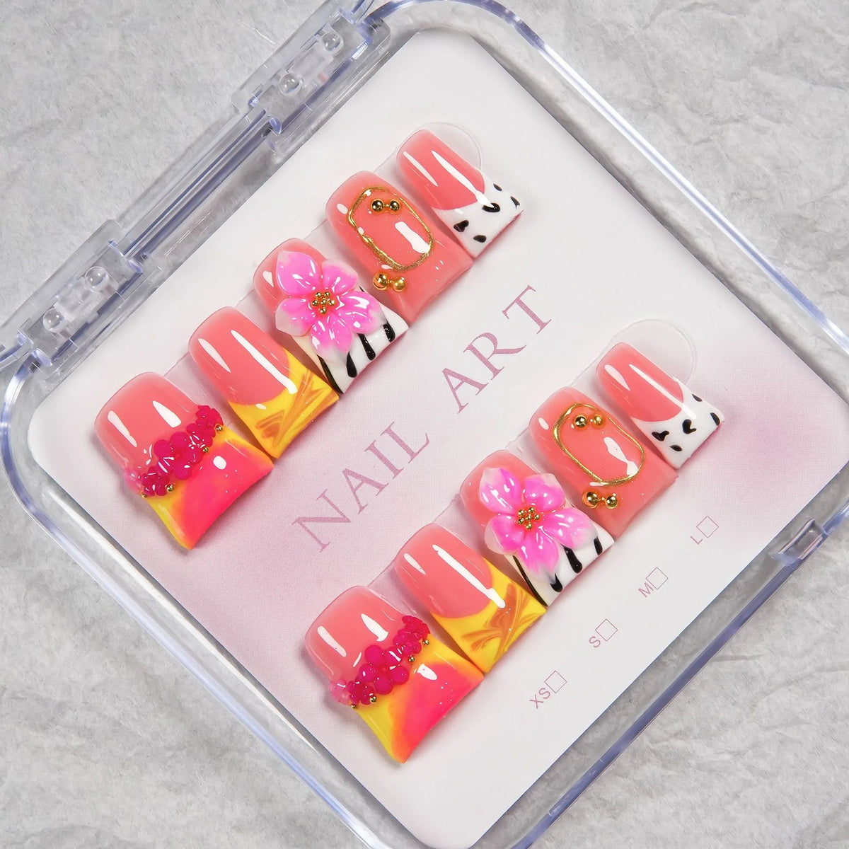 Press-On Nail Extensions Floral Ombre Reusable Set