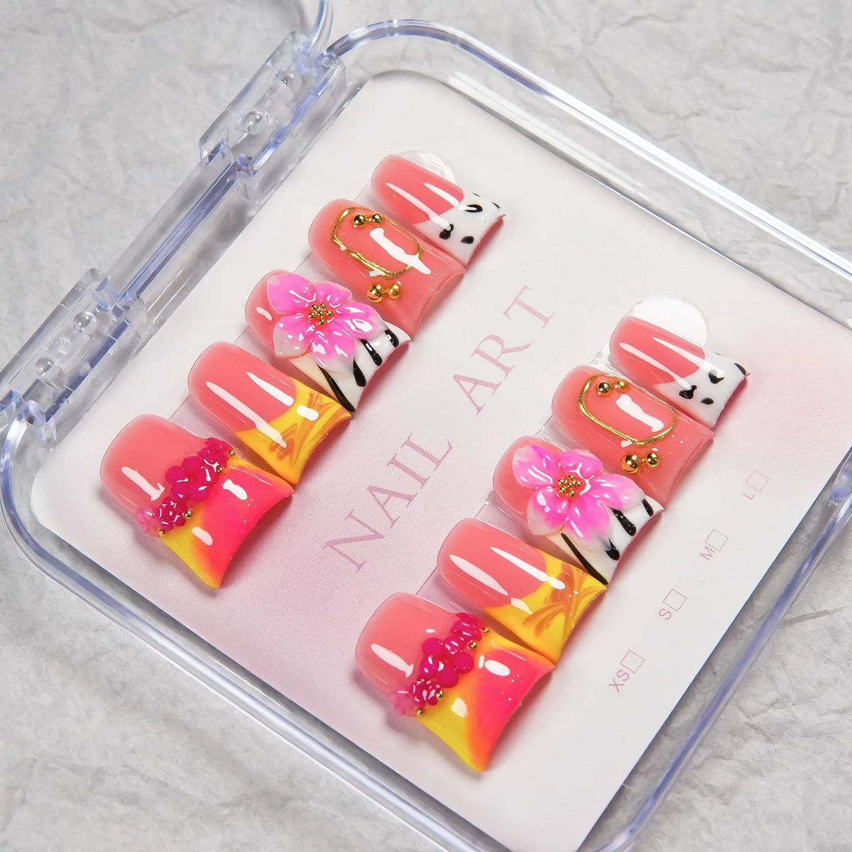 Press-On Nail Extensions Floral Ombre Reusable Set