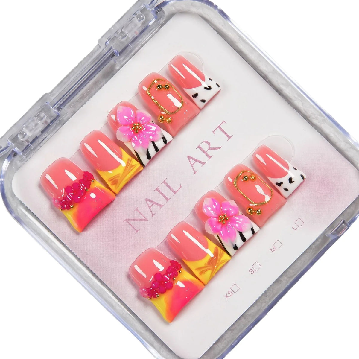 Press-On Nail Extensions Floral Ombre Reusable Set