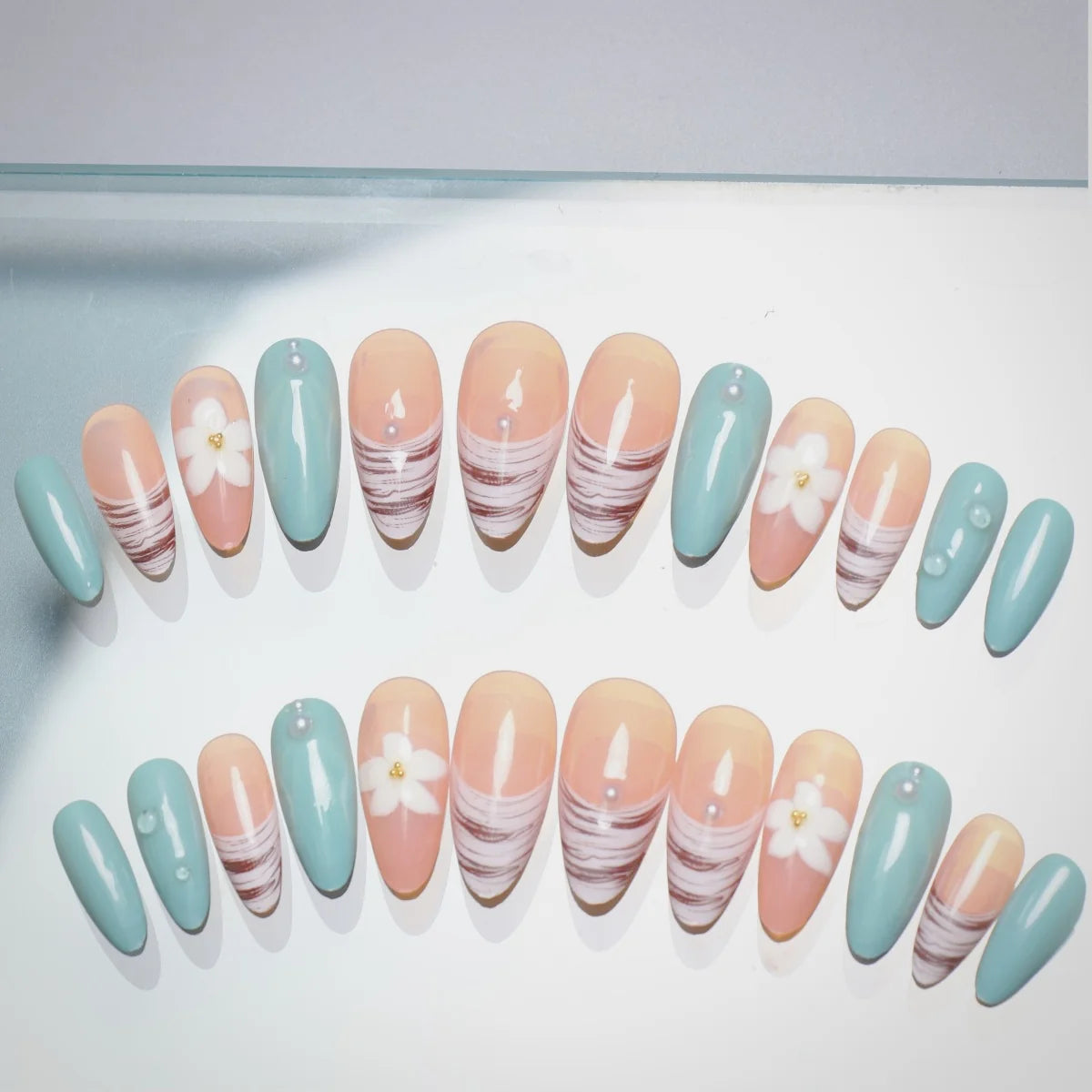 Press-On Nail Extensions Floral Self-Adhesive Comfort Fit