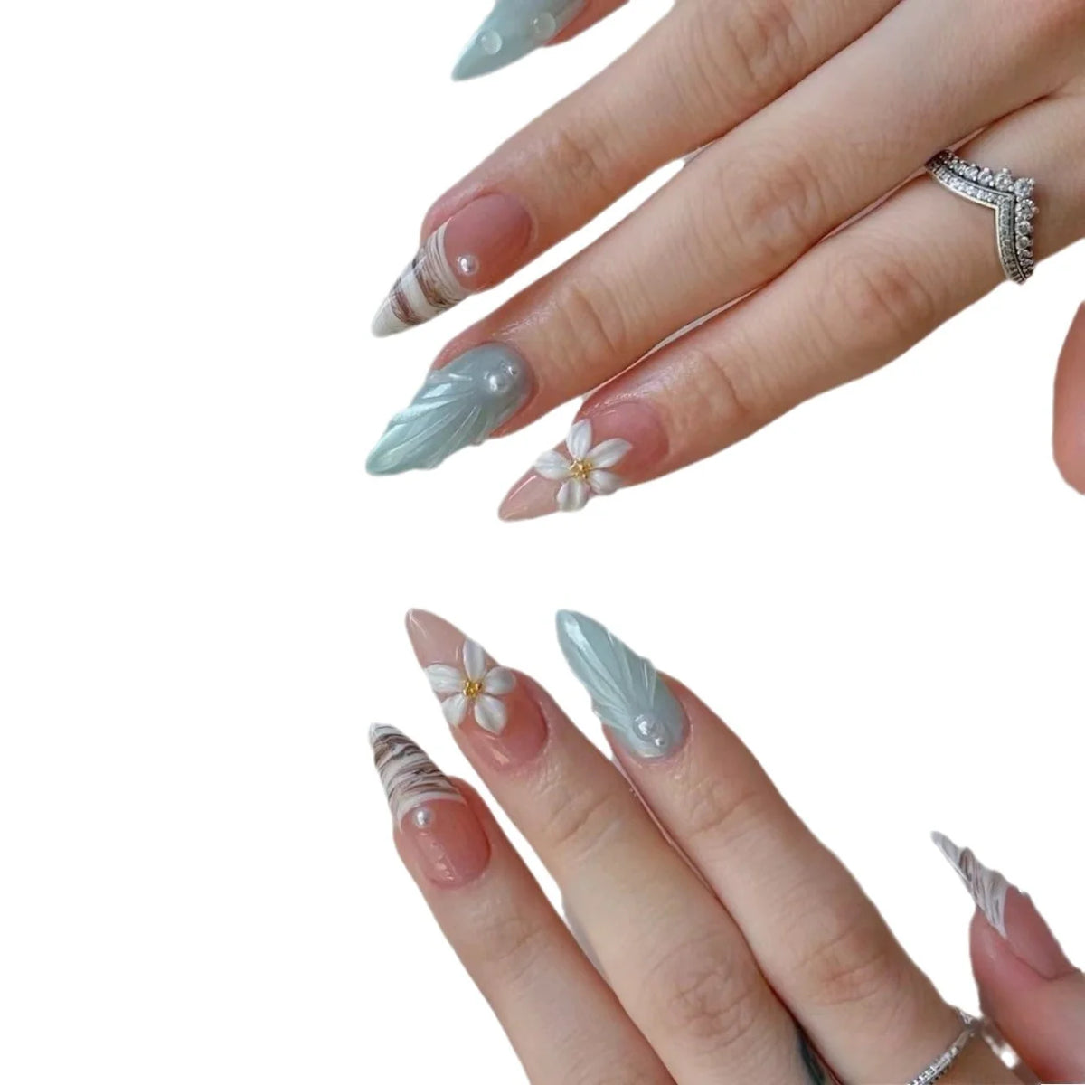 Press-On Nail Extensions Floral Self-Adhesive Comfort Fit