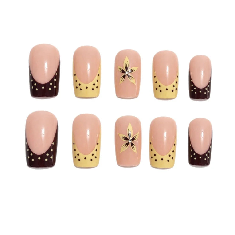 Press-On Nail Extensions Floral Self-Adhesive Gel Finish