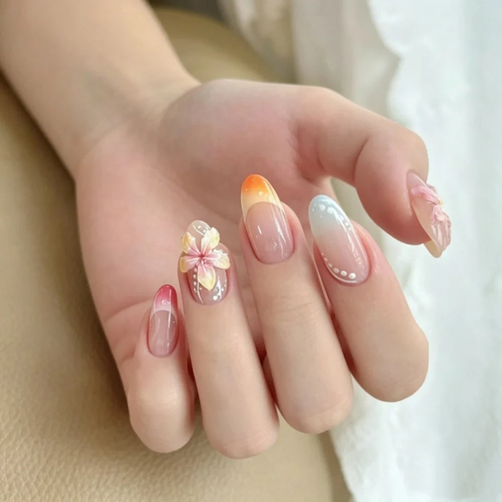 Press-On Nail Extensions Floral Self-Adhesive Set