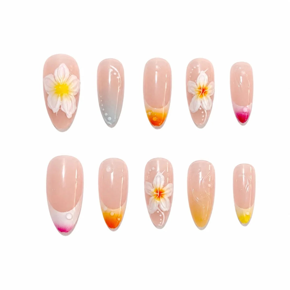 Press-On Nail Extensions Floral Self-Adhesive Set
