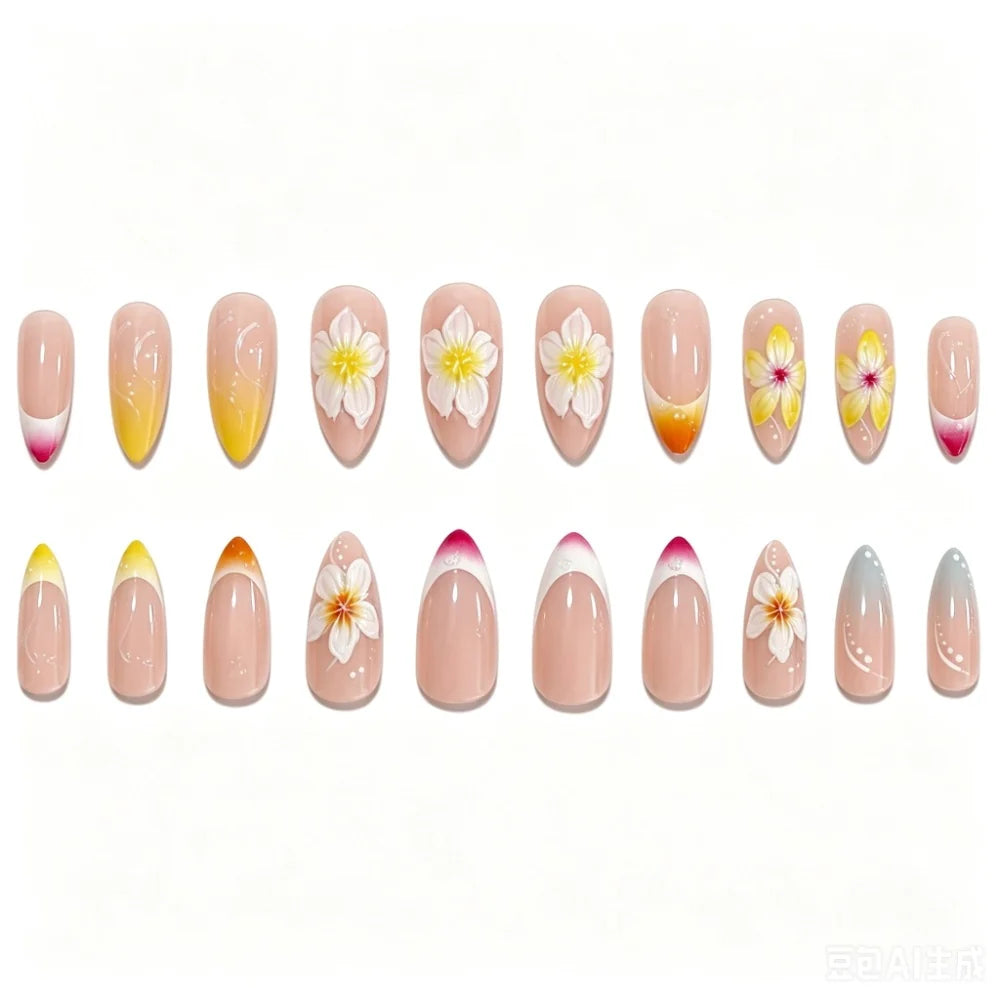 Press-On Nail Extensions Floral Self-Adhesive Set