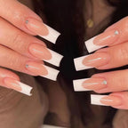 Press-On Nail Extensions French Tip & Rhinestone Reusable
