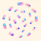 Press-On Nail Extensions Galaxy Gradient & Star Accents