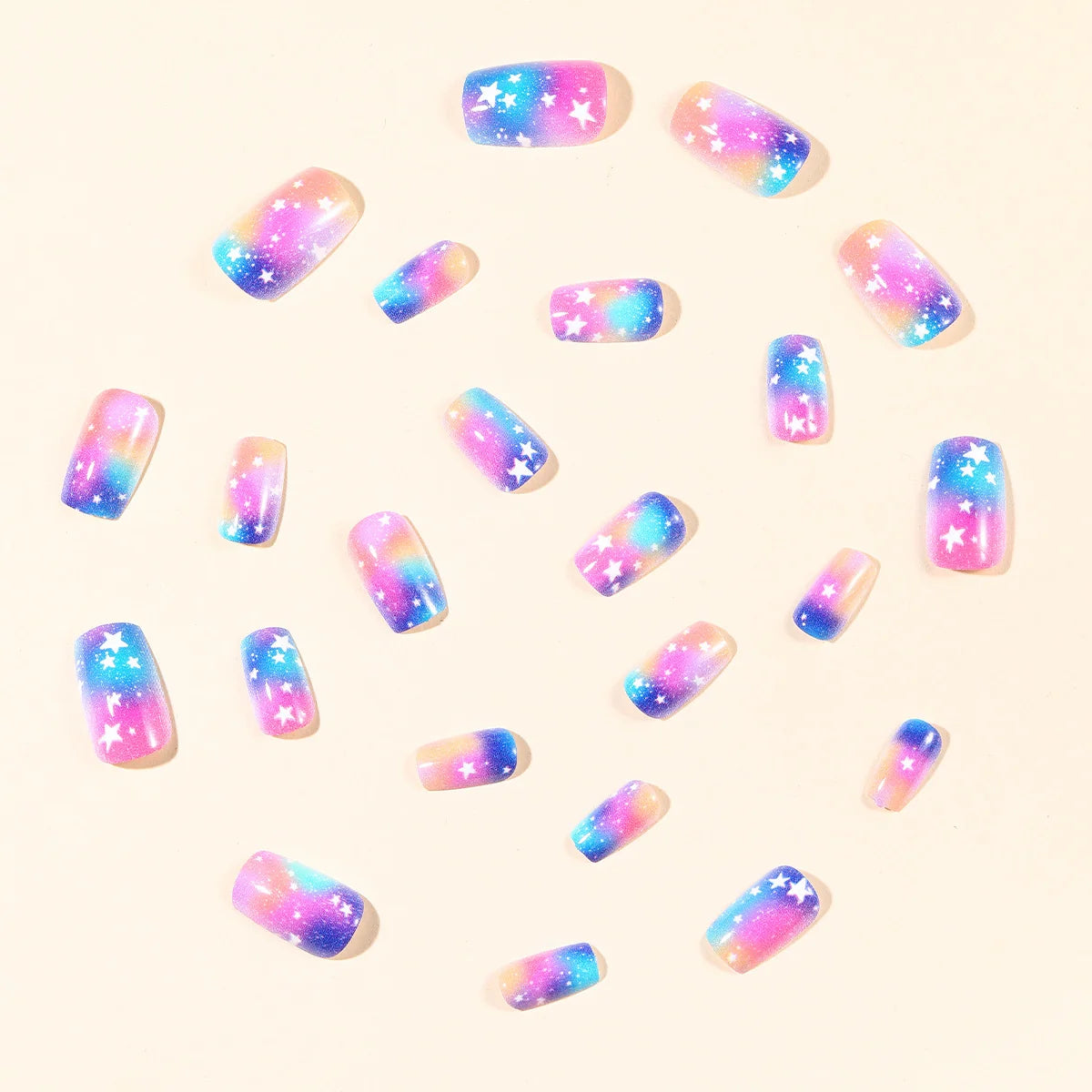 Press-On Nail Extensions Galaxy Gradient & Star Accents