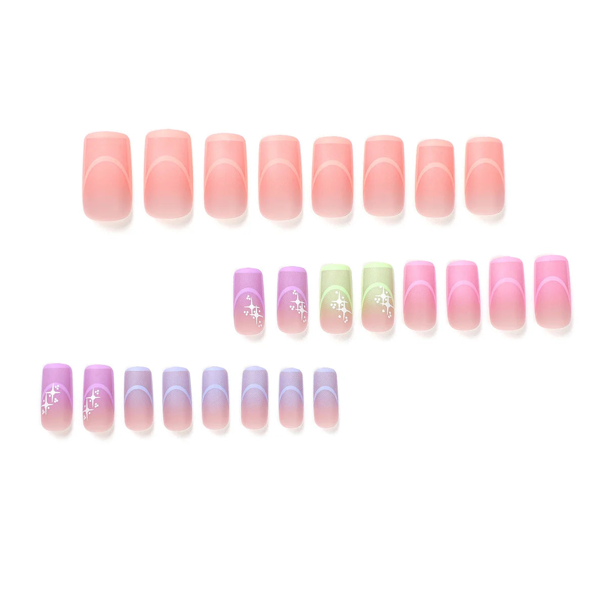 Press-On Nail Extensions Geometric Gradient Pink Easy Application