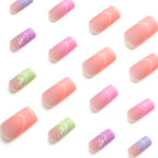Press-On Nail Extensions Geometric Gradient Pink Easy Application