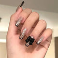 Press-On Nail Extensions Glitter & Bow Accents Easy Application