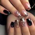Press-On Nail Extensions Glitter Heart Accent Easy Application