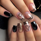 Press-On Nail Extensions Glitter Heart Accent Easy Application