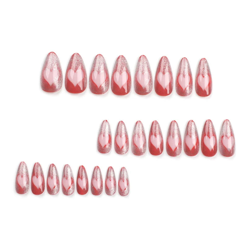 Press-On Nail Extensions Glitter Heart Design Easy Application