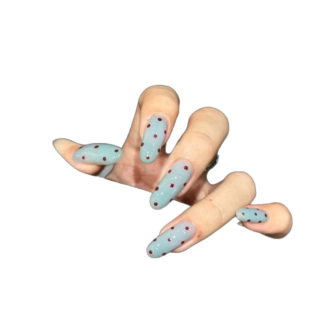 Press-On Nail Extensions Glue-Free Floral & Dot Design